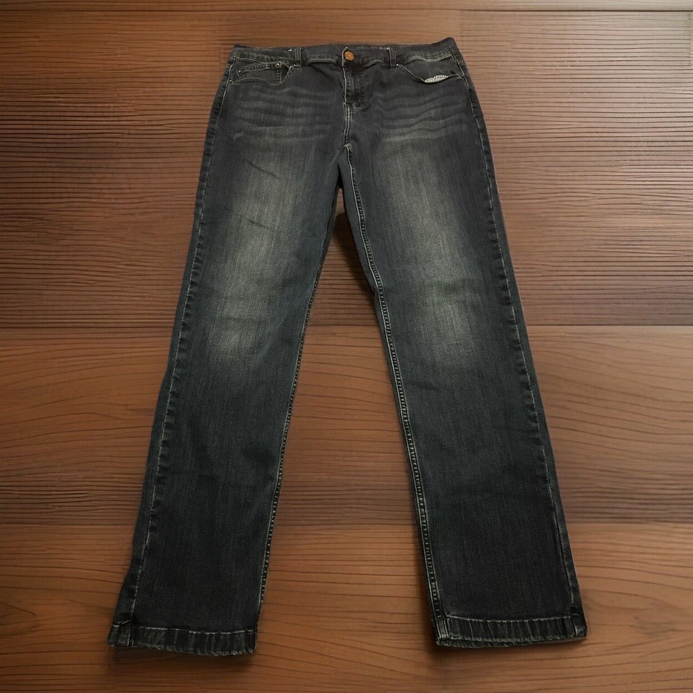 Mugsy Jeans Fultons Mens 34x31 Blue Dark Wash Stretch Denim FLX3NFU